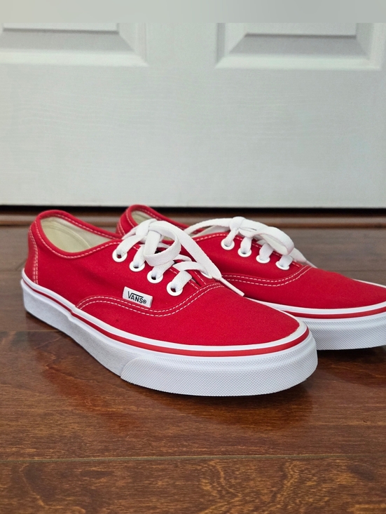 Vans Shoes - Vans Classic Low-Top Canvas Sneakers in Red and White Women Size 7.5 Skating